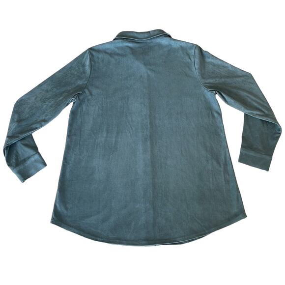 Soft Surroundings Blue Suede Button Down Boyfriend Oversized Tunic Shirt Size L - Picture 6 of 6
